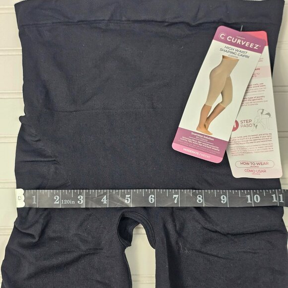 Curveez Women's Black High Waist Seamless Shaping Capri Leggings Size M NWT - Picture 13 of 16